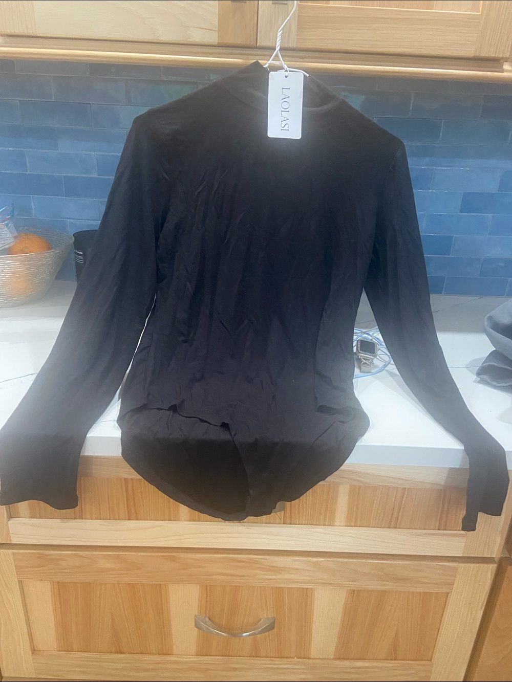 Black Long-Sleeve Women's Top